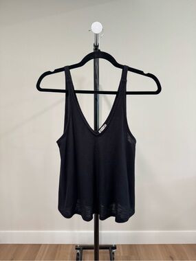 NWOT/Like New Free People Dani Ribbed V-Neck Swing Tank Top Black